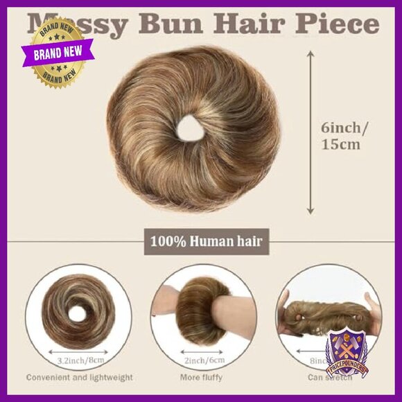 Messy Bun Hair Piece Human Hair Curly Donut Extension Scrunchies main image 4